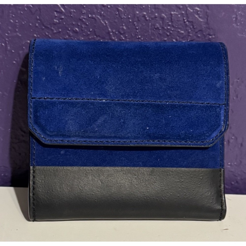 Alexander Wang Suede Leather Pouch Wallet Zip Blue Clutch Authentic Rare